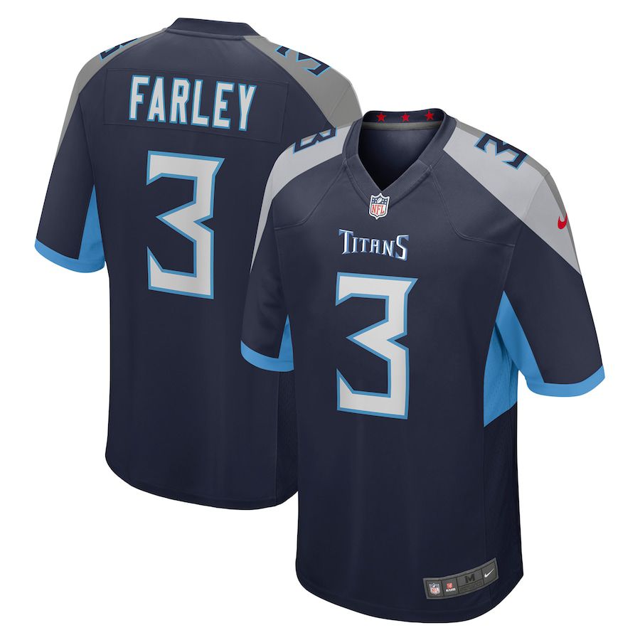 Men Tennessee Titans #3 Caleb Farley Nike Navy Game NFL Jersey